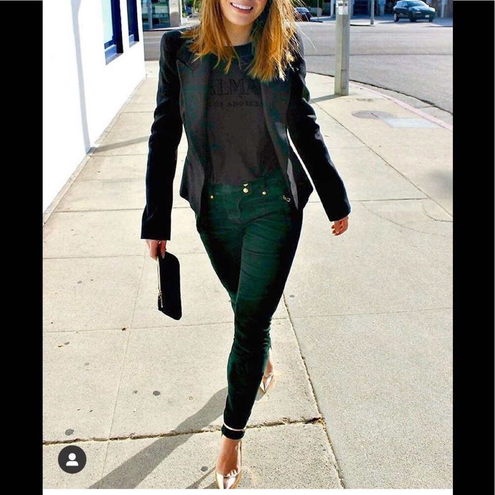 Balmain Green Suede Biker Pants Size 4, 6 and 8. Open to trading